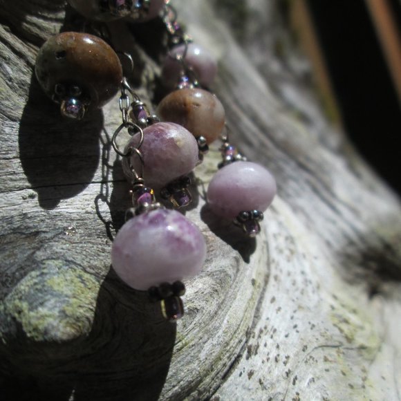 Lepidolite chrystal earrings - Picture 2 of 5